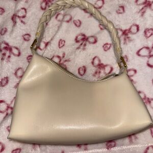 Madison west Elegant Cream Braided Handle Women's Bag